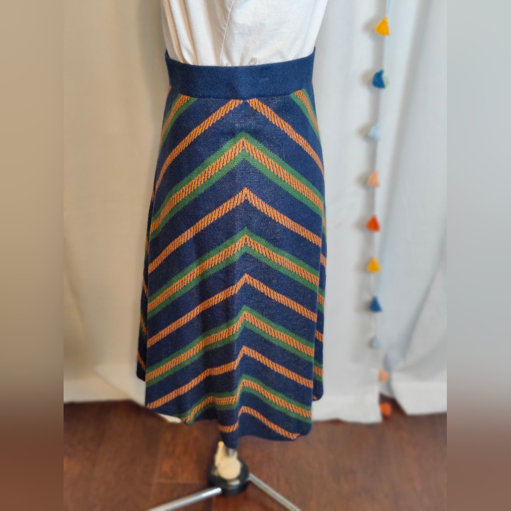 Teeberry & Weave Knit A line Chevron midi Skirt quirky squirrel Retro SM - Picture 4 of 6